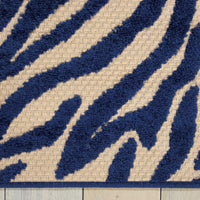 8’ x 11’ Navy Zebra Pattern Indoor Outdoor Area Rug