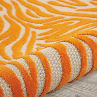 4’ x 6’ Orange Zebra Pattern Indoor Outdoor Area Rug