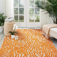 4’ x 6’ Orange Zebra Pattern Indoor Outdoor Area Rug