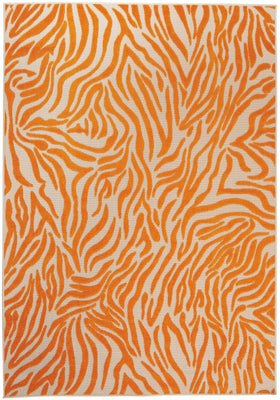 8’ x 11’ Orange Zebra Pattern Indoor Outdoor Area Rug