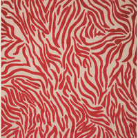 8’ x 11’ Red Zebra Pattern Indoor Outdoor Area Rug