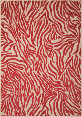 8’ x 11’ Red Zebra Pattern Indoor Outdoor Area Rug