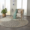 8’ Round Natural and Gray Indoor Outdoor Area Rug