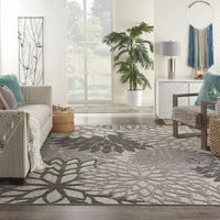 7’ x 10’ Silver and Gray Indoor Outdoor Area Rug