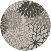 8’ Round Silver and Gray Indoor Outdoor Area Rug