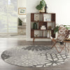 8’ Round Silver and Gray Indoor Outdoor Area Rug