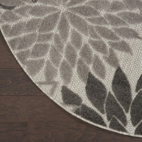 8’ Round Silver and Gray Indoor Outdoor Area Rug