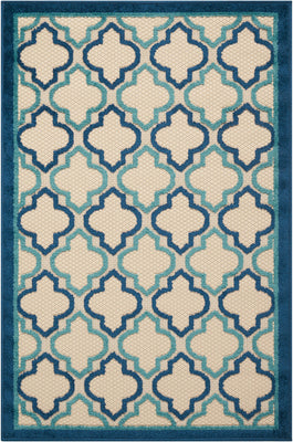 3’ x 4’ Navy Blue Trellis Indoor Outdoor Area Rug