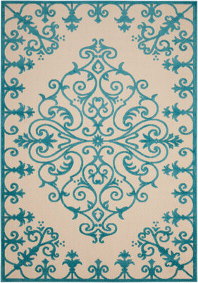 4’ x 6’ Aqua Medallion Indoor Outdoor Area Rug