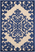 3’ x 4’ Navy Medallion Indoor Outdoor Area Rug