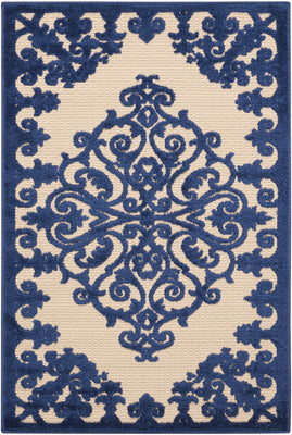 3’ x 4’ Navy Medallion Indoor Outdoor Area Rug