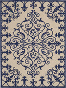 8’ x 11’ Navy Medallion Indoor Outdoor Area Rug