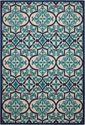 8’ x 11’ Navy and Beige Trellis Indoor Outdoor Area Rug