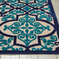 8’ x 11’ Navy and Beige Trellis Indoor Outdoor Area Rug