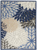 4’ x 6’ Blue Large Floral Indoor Outdoor Area Rug