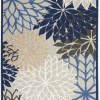 4’ x 6’ Blue Large Floral Indoor Outdoor Area Rug