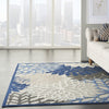 4’ x 6’ Blue Large Floral Indoor Outdoor Area Rug