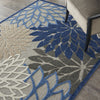 6’ x 9’ Blue Large Floral Indoor Outdoor Area Rug