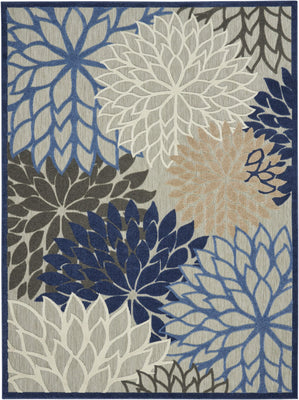 7’ x 10’ Blue Large Floral Indoor Outdoor Area Rug