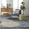 8’ x 11’ Blue Large Floral Indoor Outdoor Area Rug