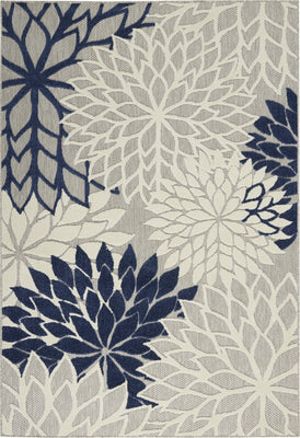 4’ x 6’ Ivory and Navy Indoor Outdoor Area Rug