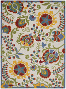 8’ x 11’ Ivory Multi Floral Indoor Outdoor Area Rug