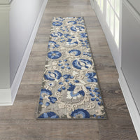 2’ x 8’ Natural and Blue Indoor Outdoor Runner Rug