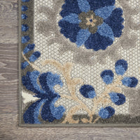 2’ x 10’ Natural and Blue Indoor Outdoor Runner Rug