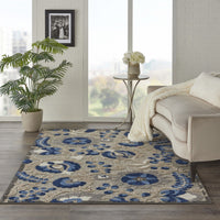4’ x 6’ Natural and Blue Indoor Outdoor Area Rug