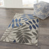 3’ x 4’ Gray and Blue Leaves Indoor Outdoor Area Rug
