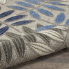 5’ x 8’ Gray and Blue Leaves Indoor Outdoor Area Rug