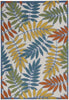 4’x 6’ Ivory and Colored Leaves Indoor Outdoor Runner Rug