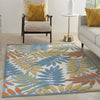 6’x 9’ Ivory and Colored Leaves Indoor Outdoor Runner Rug