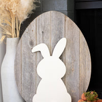 18" Rustic Farmhouse Gray Wooden Large Egg