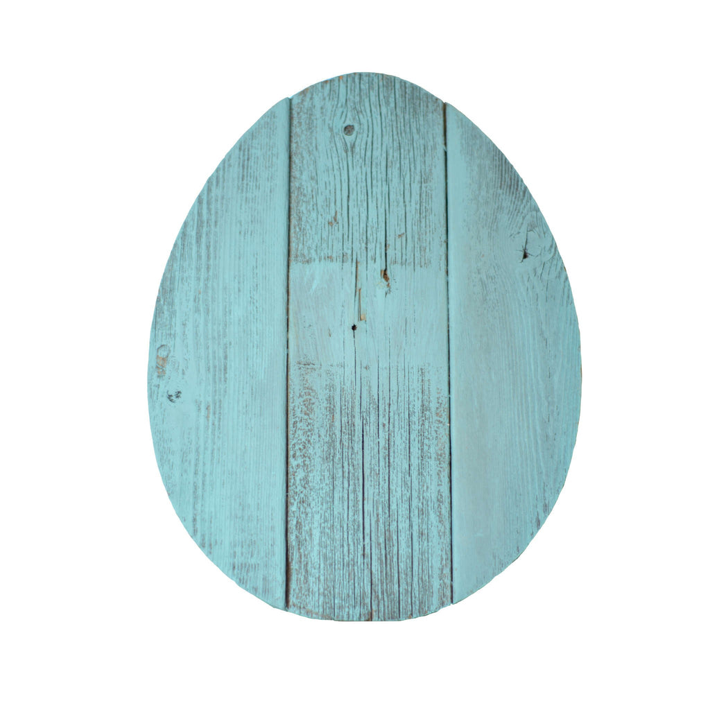 12" Farmhouse Turquoise Wooden Large Egg