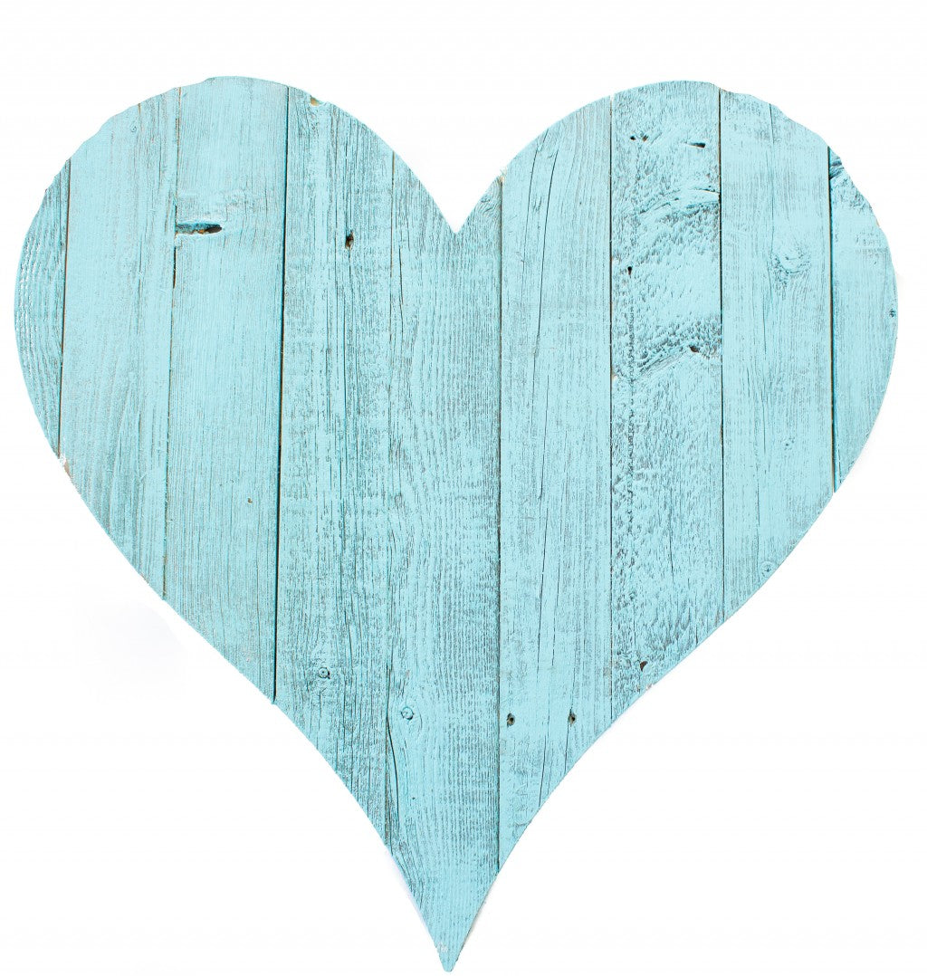 12" Farmhouse Turquoise Large Wooden Heart