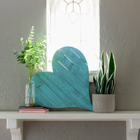 12" Farmhouse Turquoise Large Wooden Heart