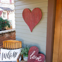 18" Rustic Farmhouse Red Wooden Heart