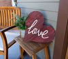 18" Rustic Farmhouse Red Wooden Heart