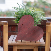 18" Rustic Farmhouse Red Wooden Heart