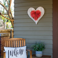 18" Rustic Farmhouse White Wash Wooden Heart