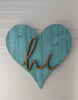 18" Rustic Farmhouse Turquoise Wooden Heart