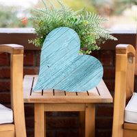 18" Rustic Farmhouse Turquoise Wooden Heart