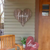 24" Rustic Farmhouse Red Large Wooden Heart