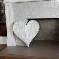 24" Rustic Farmhouse White Wash Large Wooden Heart