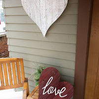 24" Rustic Farmhouse White Wash Large Wooden Heart