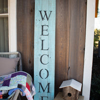Rustic Light Aqua Blue Front Porch Welcome Sign