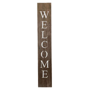 Rustic Espresso Brown and White Front Porch Welcome Sign