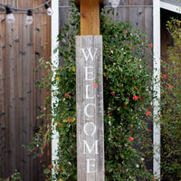 Rustic Dark Gray and White Front Porch Welcome Sign