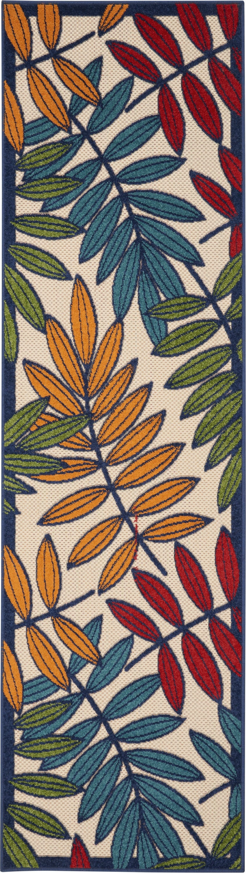 2’x 8’ Multicolored Leaves Indoor Outdoor Runner Rug